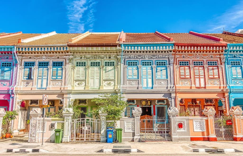shophouses in candy colours